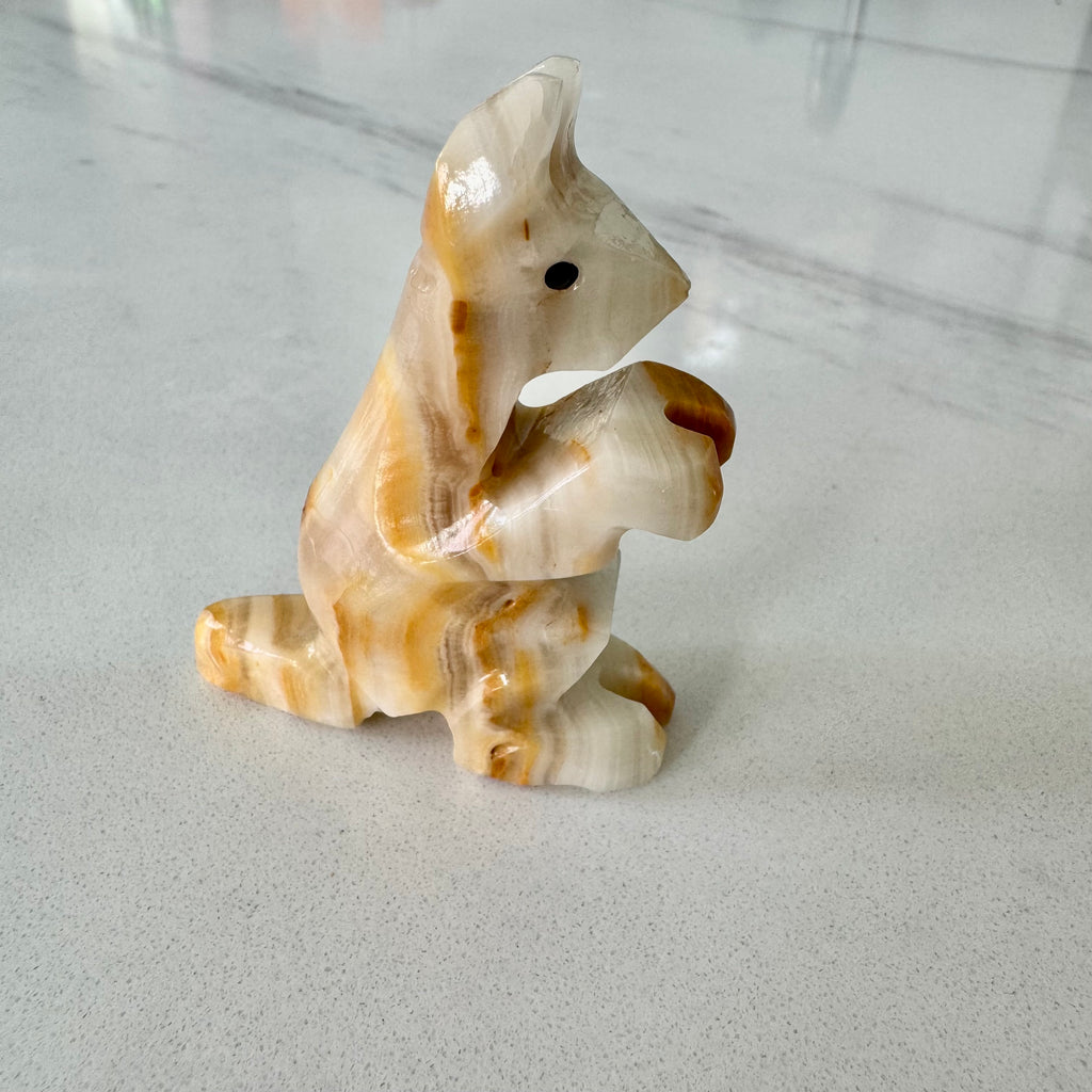 Vintage Carved Onyx Kangaroo Figurine